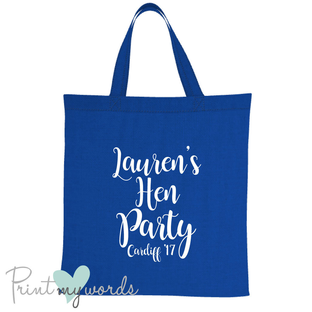 Calligraphy Style Personalised Hen Party Tote Bag