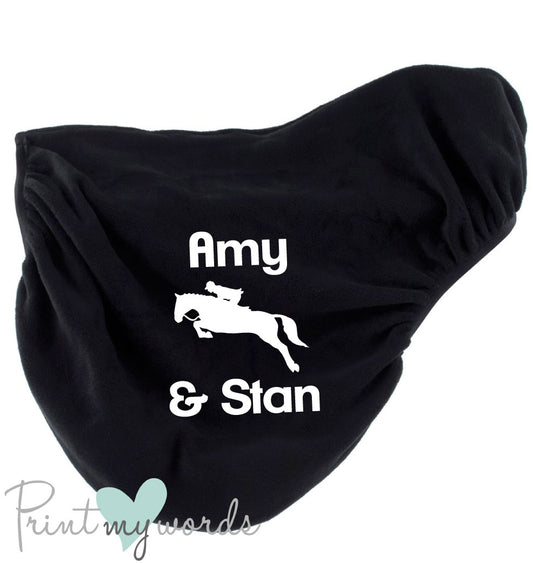 Personalised Fleece Saddle Cover - Jumping Design