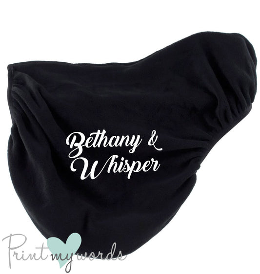 Personalised Fleece Saddle Cover - Script Design