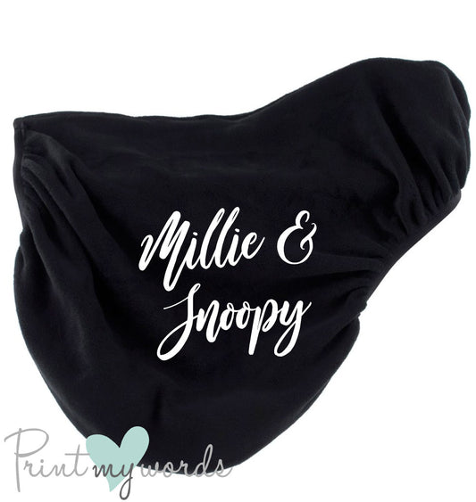 Personalised Fleece Saddle Cover for Horses – Custom Saddle Protector - Scroll Design