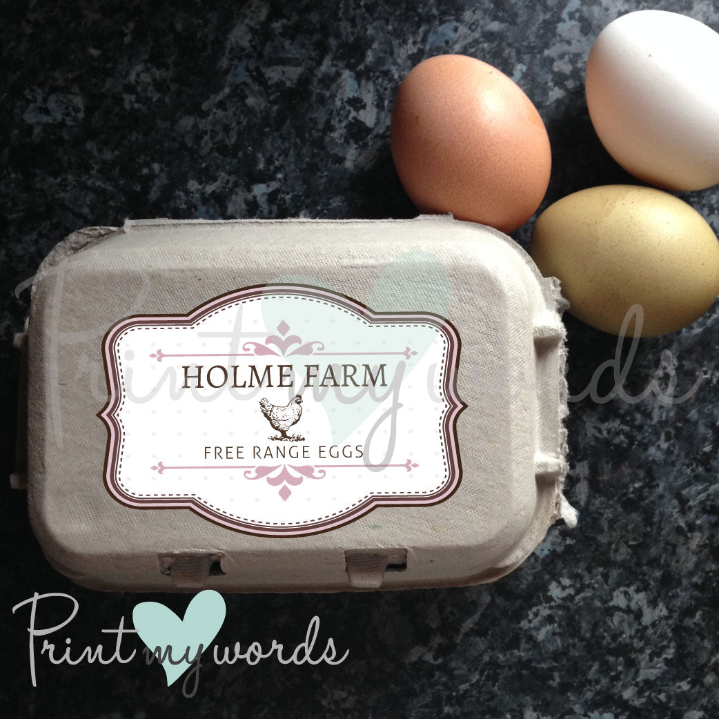 Personalised Vintage Polkadot Egg Box Labels – Free Range Eggs
