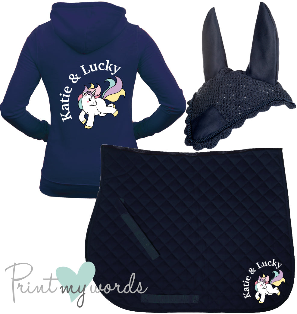 'Freya' Children's Personalised Matching Equestrian Set - Unicorn Design