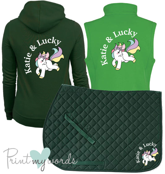 'Ginny' Ladies Personalised Matching Equestrian Set - Unicorn Design