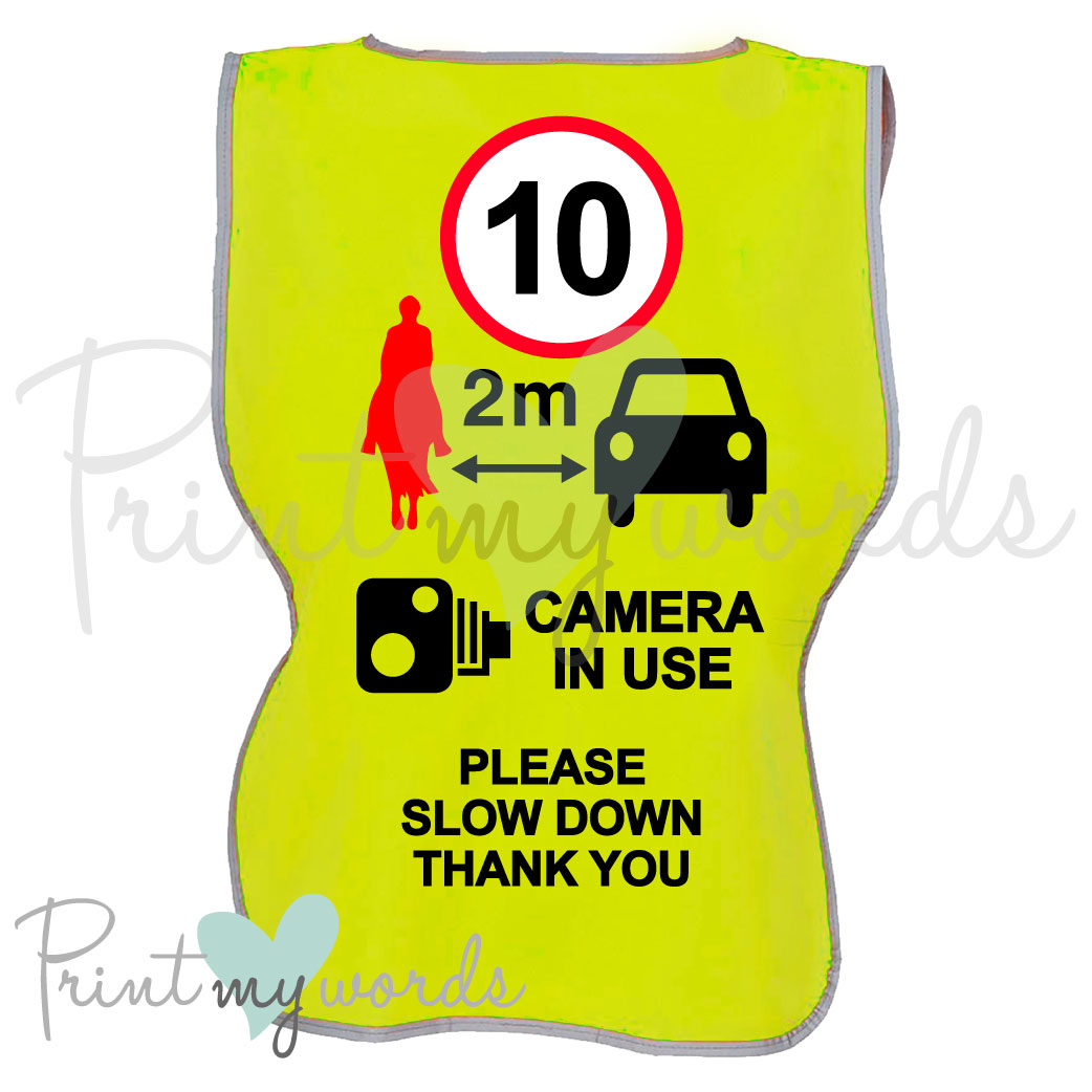 High Visibility Hi Vis Equestrian Reflective Vest Tabard Waistcoat 10MPH, CAMERA IN USE PLEASE SLOW DOWN hi-viz