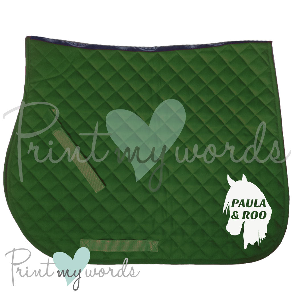 Personalised XC Cross Country Equestrian Saddlecloth Saddle Pad - Horse Head Design