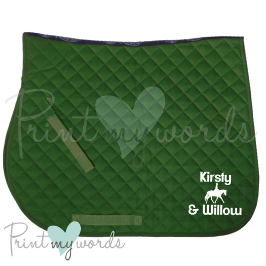 Personalised Equestrian Saddlecloth Saddle Pad - Dressage Design