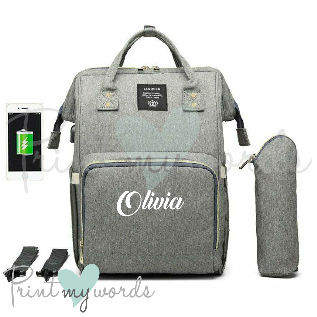 Personalised Multiway USB Baby Changing Bag Maternity Backpack Rucksac –  Print My Words