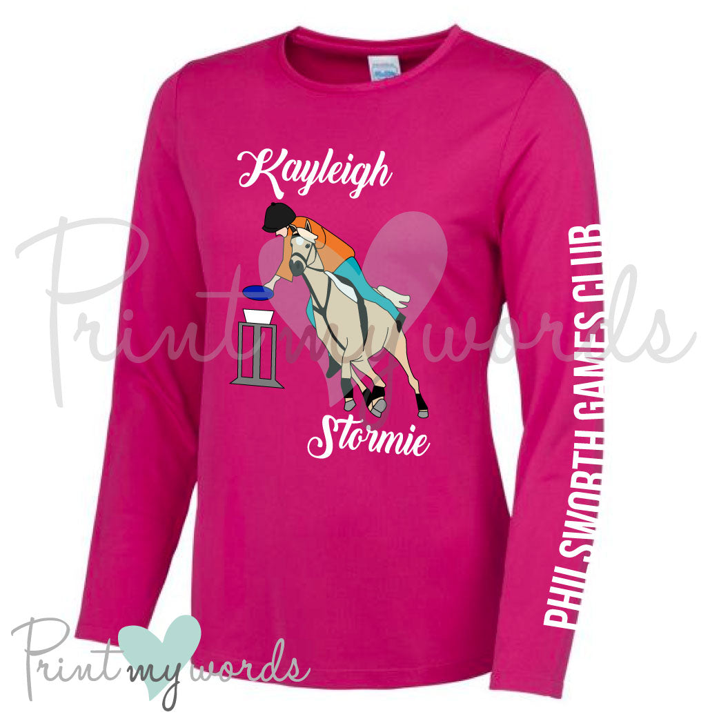 Ladies Personalised Gymkhana Mounted Games Long Sleeve Performance Top