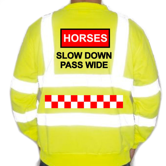 Unisex Hi-Vis Reflective Jumper/Sweatshirt - HORSES SLOW DOWN PASS WIDE