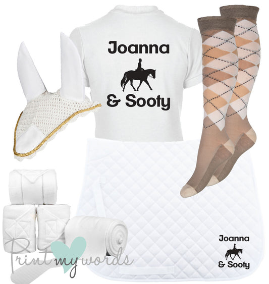 'Ivy' Children's Personalised Matching Equestrian Set - Dressage Design