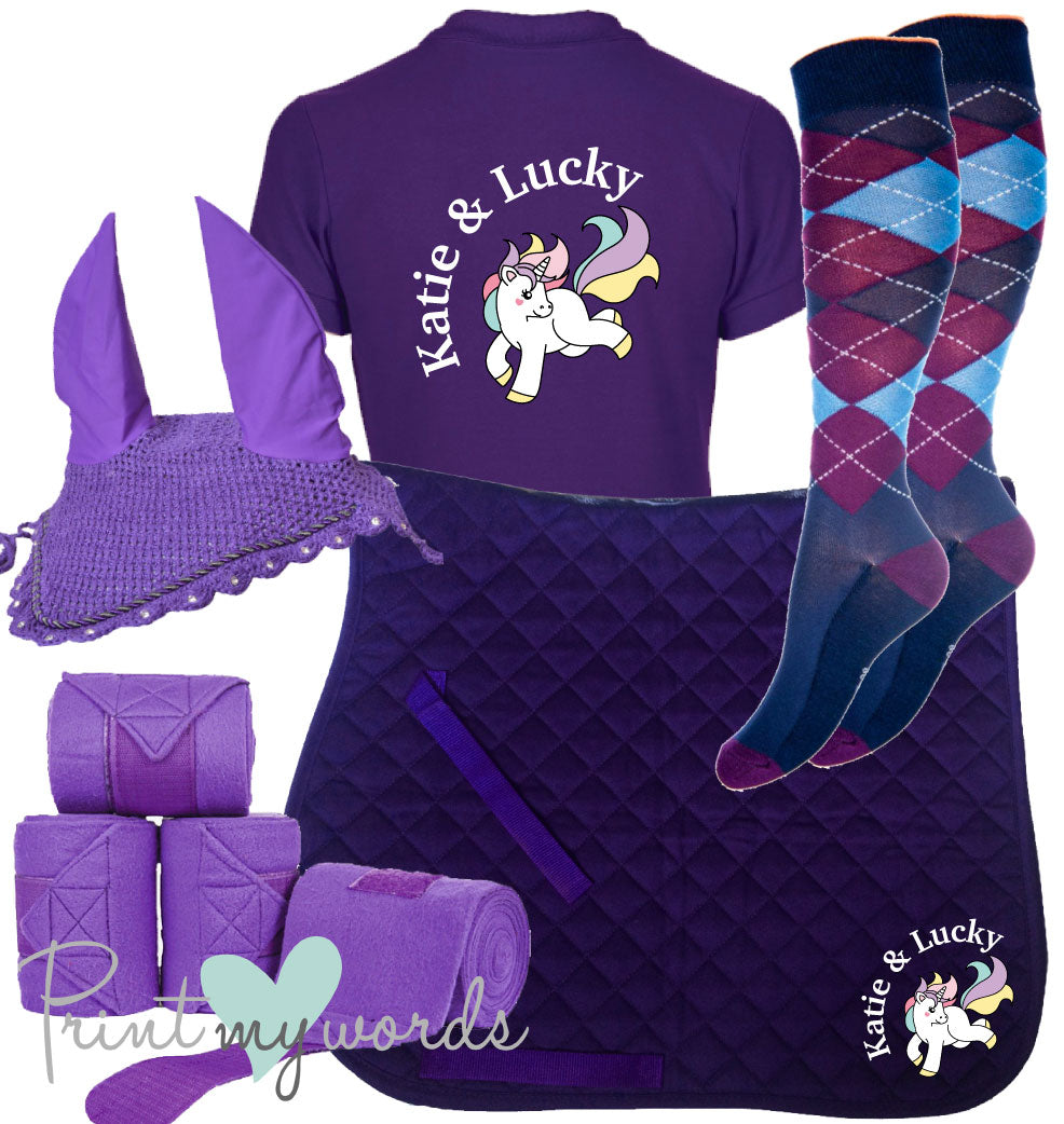 'Ivy' Children's Personalised Matching Equestrian Set - Unicorn Design