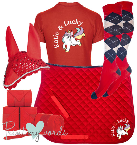 'Ivy' Ladies Personalised Matching Equestrian Set - Unicorn Design