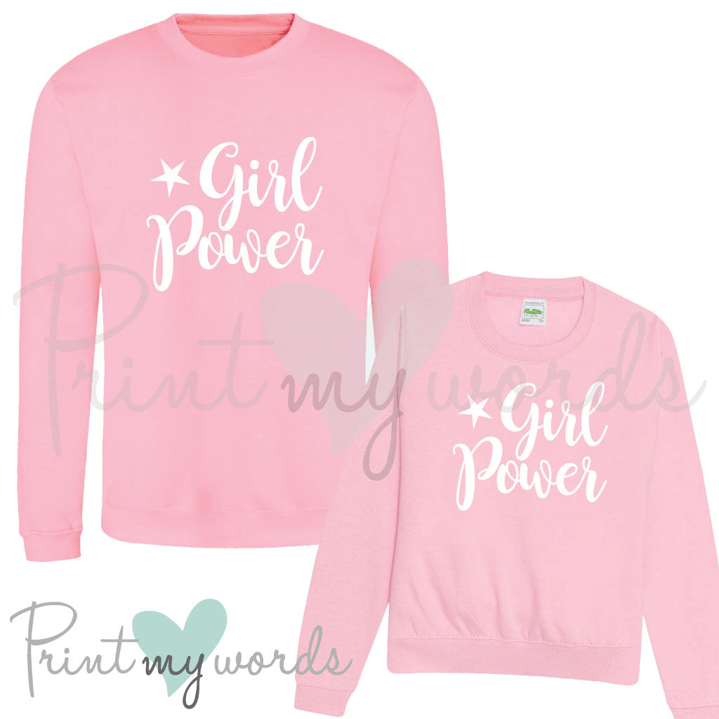 Mum & Me Matching Sweatshirts Twinning Outfits - Girl Power