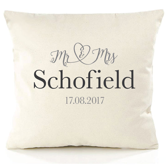 Mr & Mrs Personalised Wedding Anniversary Cushion Cover