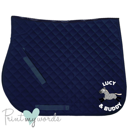 Personalised Equestrian Saddlecloth Saddle Pad - Plodders Design