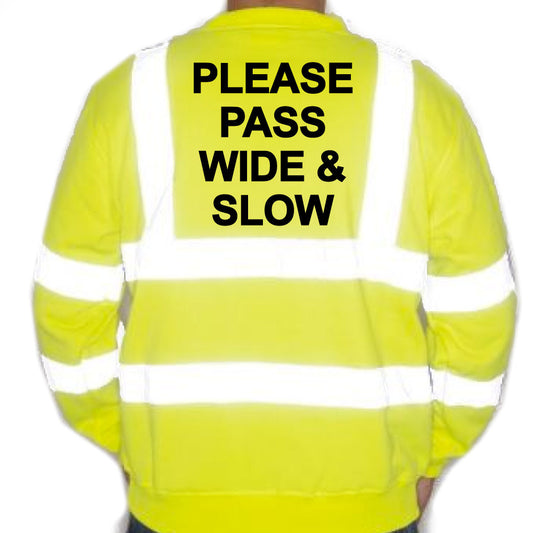 Unisex Hi-Vis Reflective Jumper/Sweatshirt - PLEASE PASS WIDE & SLOW
