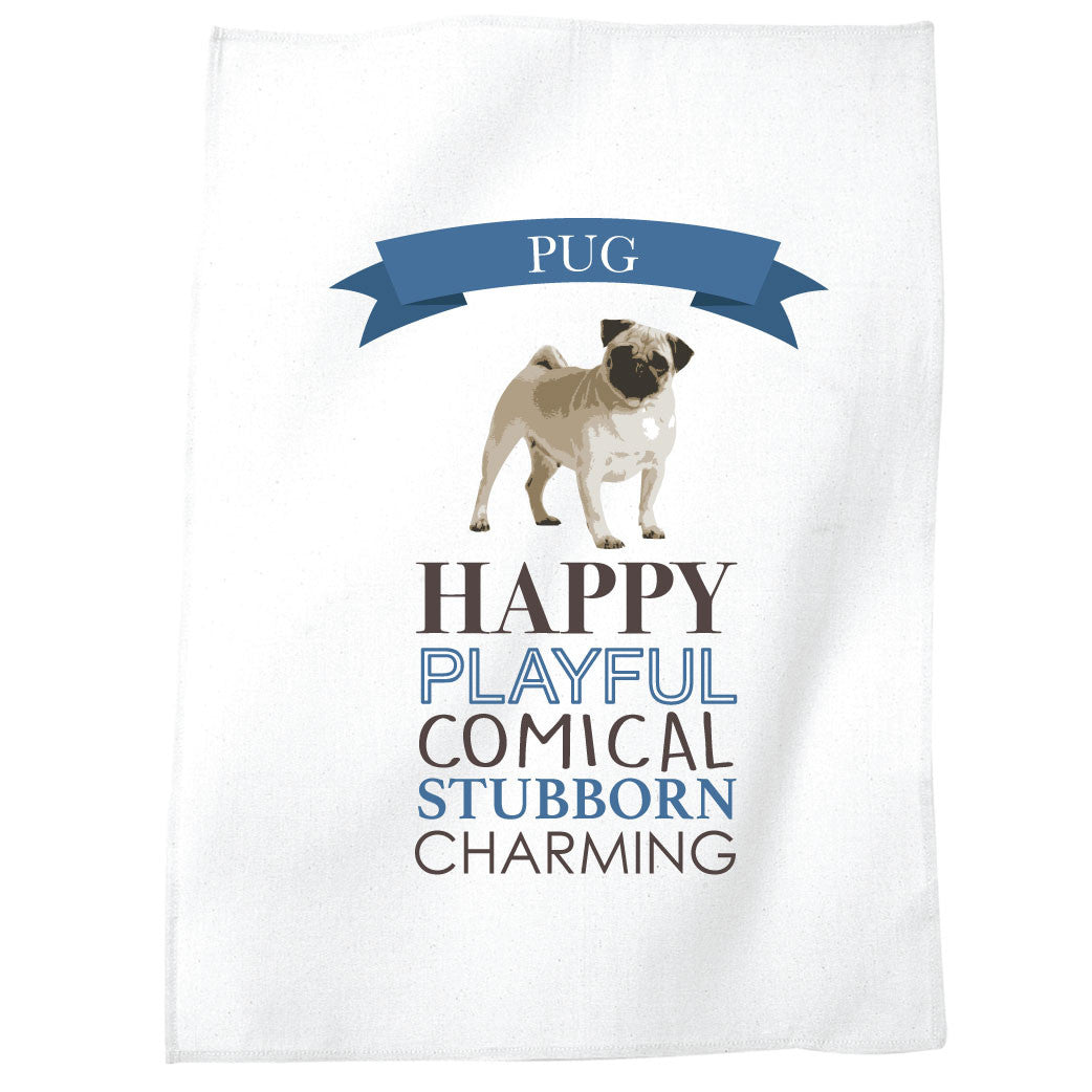 Pug Dog Tea Towel