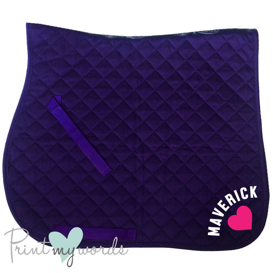 Personalised Equestrian Saddlecloth Saddle Pad - Big Heart Design