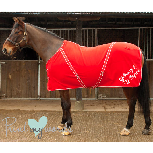 Personalised Equestrian Horse Pony Fleece Rug Cooler - Script Style