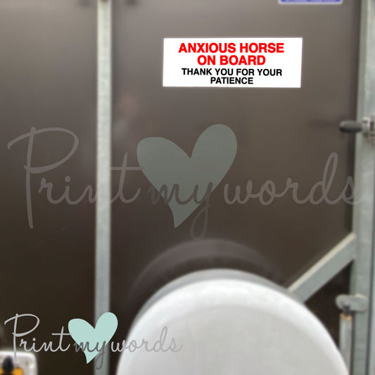 Horse Box Trailer Sticker Decal - Anxious Horse