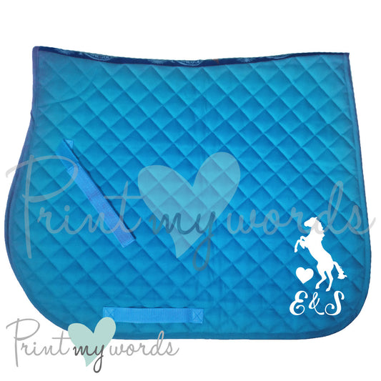 Personalised Equestrian Saddle Pad – Custom Saddlecloth - Rearing Design
