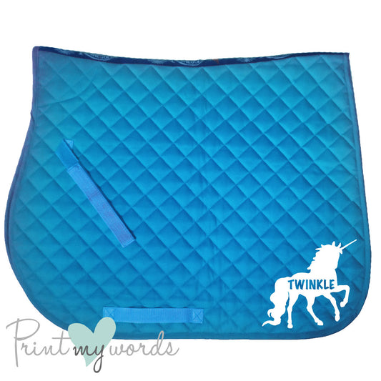 Personalised Equestrian Saddle Pad – Custom Saddlecloth - Princess Unicorn