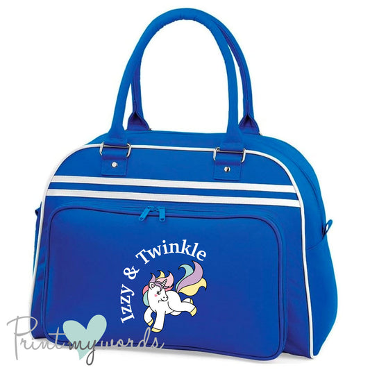 Personalised Equestrian Retro Bowling Bag - Unicorn Design