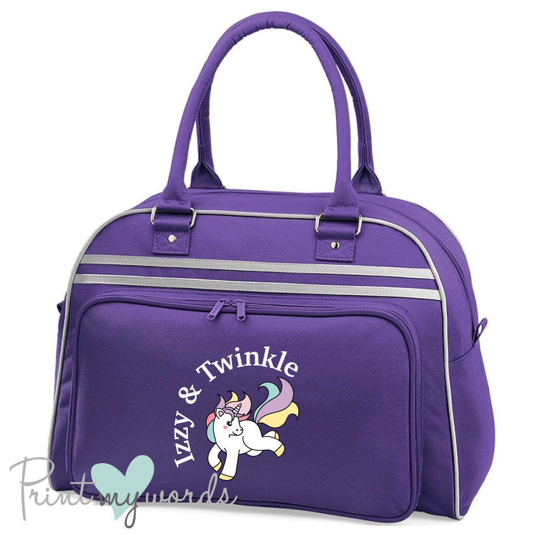 Personalised Equestrian Retro Bowling Bag - Unicorn Design