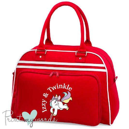Personalised Equestrian Retro Bowling Bag - Unicorn Design