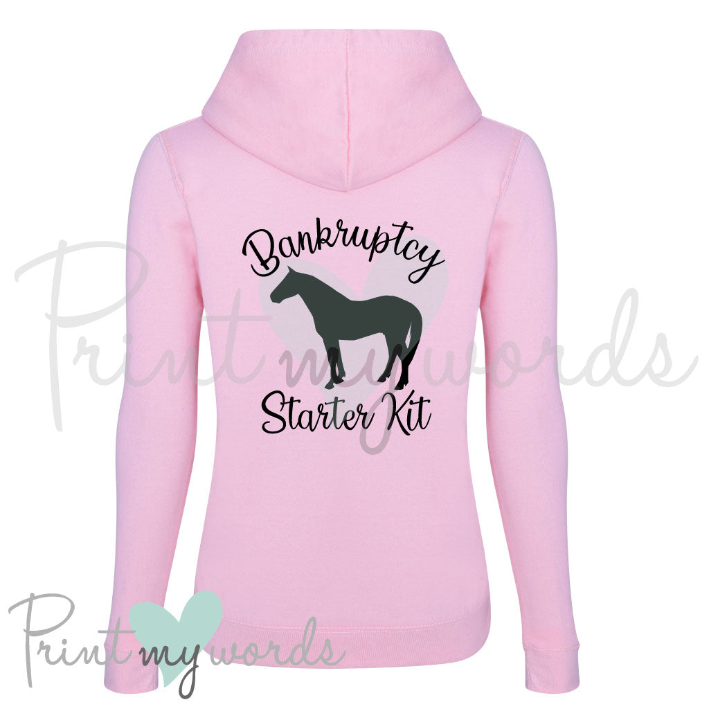 Funny Equestrian Hoodie – “Bankruptcy Starter Kit” Horse Riding Hoodie