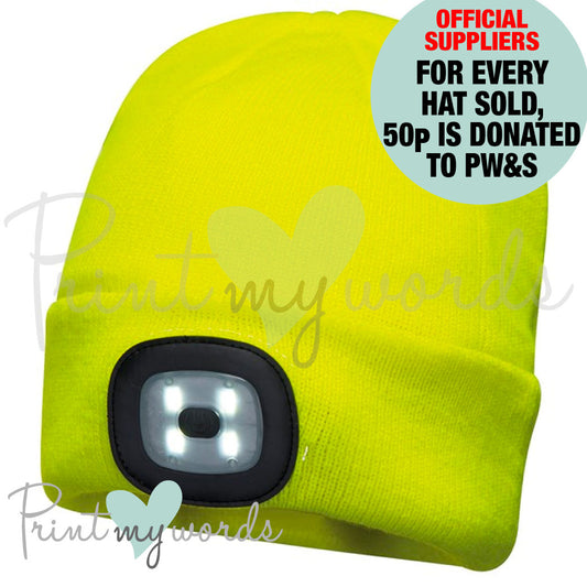 Official PW&S High Visibility Hi Vis Equestrian Horse Rider Beanie Hat LED RECHARGEABLE