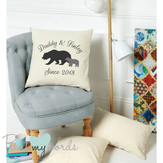 Personalised Daddy & Baby Bear Cushion Cover