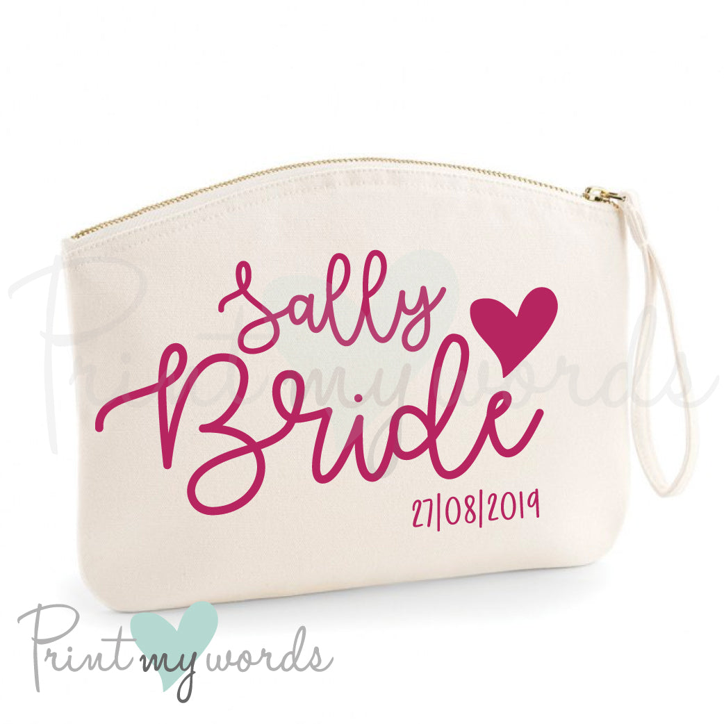 Personalised Hen Party Heart Make Up Bag - Bride