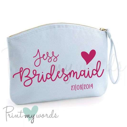 Personalised Hen Party Heart Make Up Bag - Bridesmaid