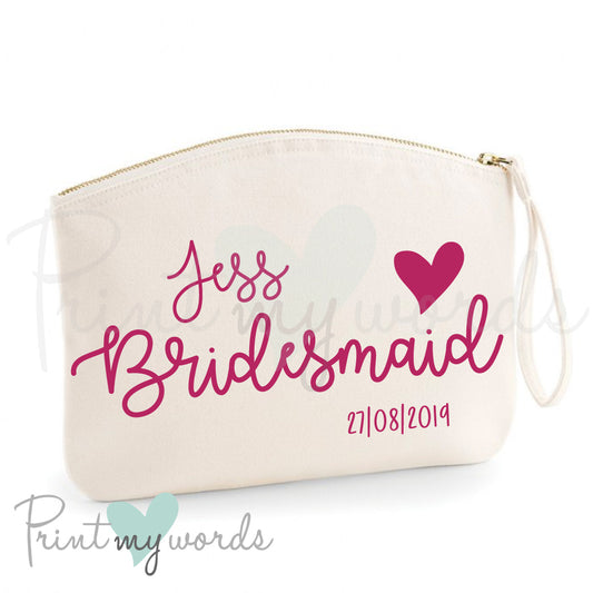 Personalised Hen Party Heart Make Up Bag - Bridesmaid