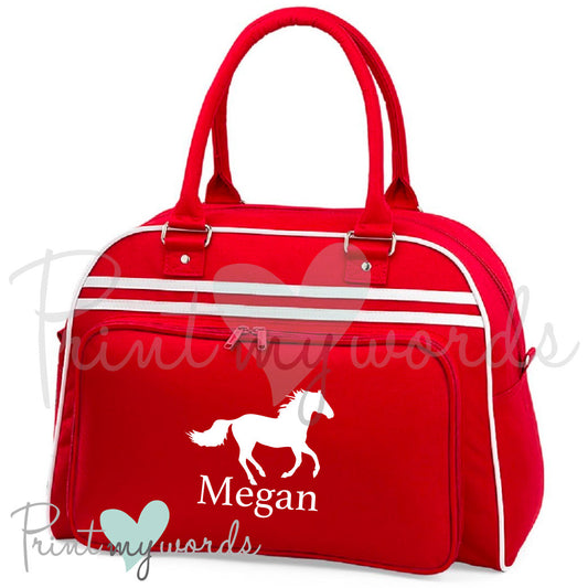 Personalised Equestrian Retro Bowling Bag - Canter Design