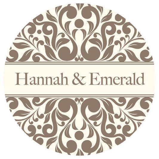Personalised Damask Style Equestrian Stickers - Pack of 10.