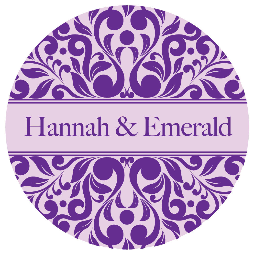 Personalised Damask Style Equestrian Stickers - Pack of 10.