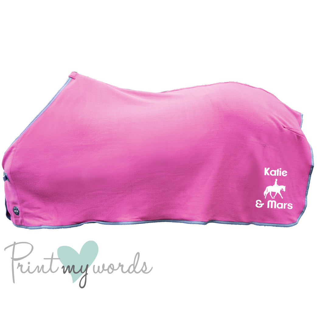 Personalised Equestrian Horse HKM Cooler Fleece Rug - Dressage Style
