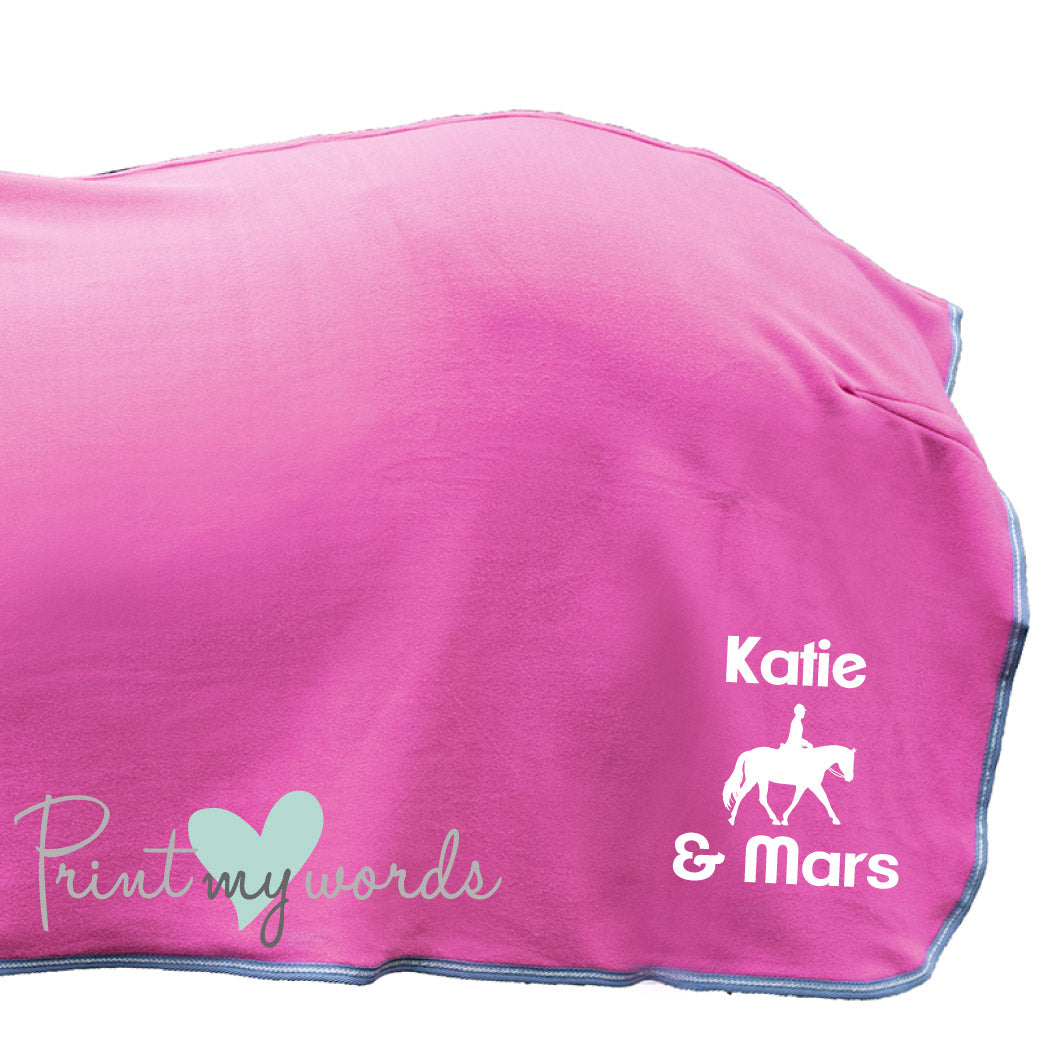 Personalised Equestrian Horse HKM Cooler Fleece Rug - Dressage Style