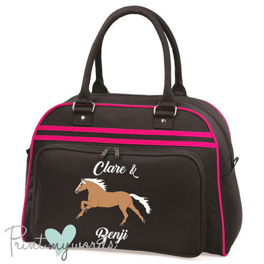 Personalised Equestrian Retro Bowling Bag - Elegant Design