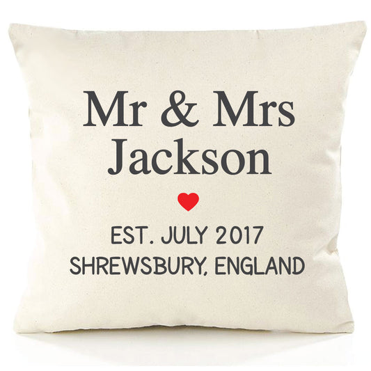Personalised Mr & Mrs Cushion Cover