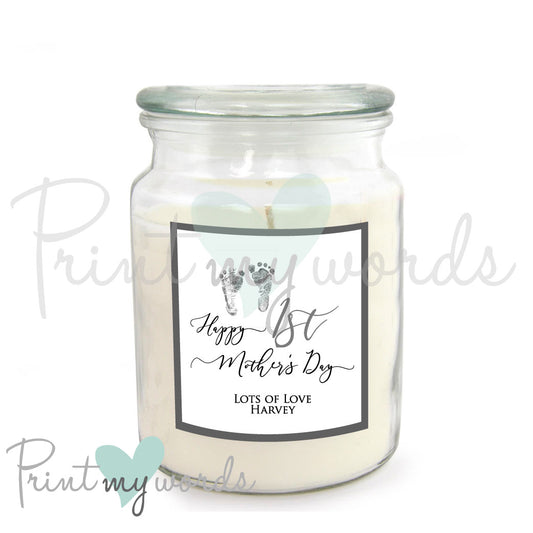 Personalised Mother's Day Scented Candle - Footprints Design