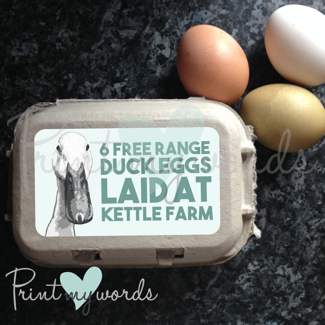 Personalised Cute Duck Egg Box Labels – Blue Illustrated Duck Stickers