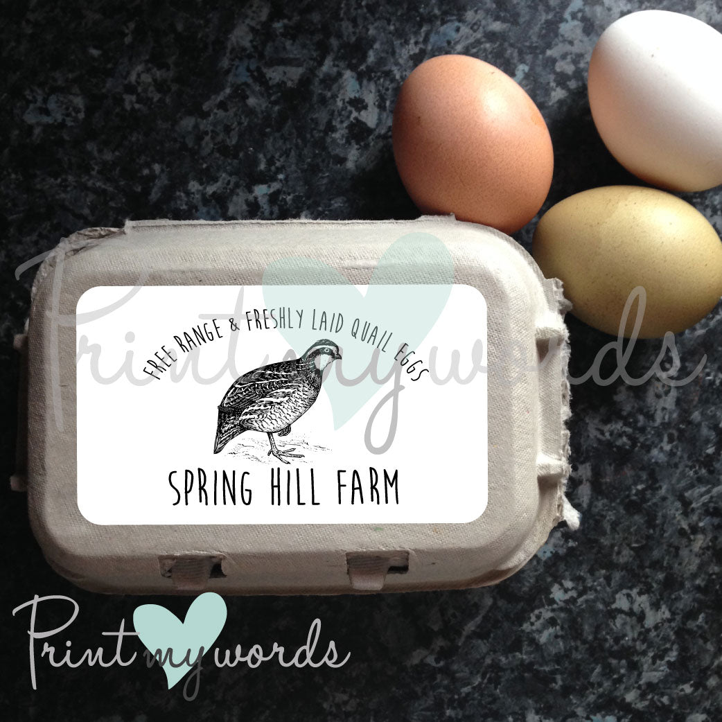 Personalised Freshly Laid Quail Egg Box Labels – Illustrated Quail Stickers