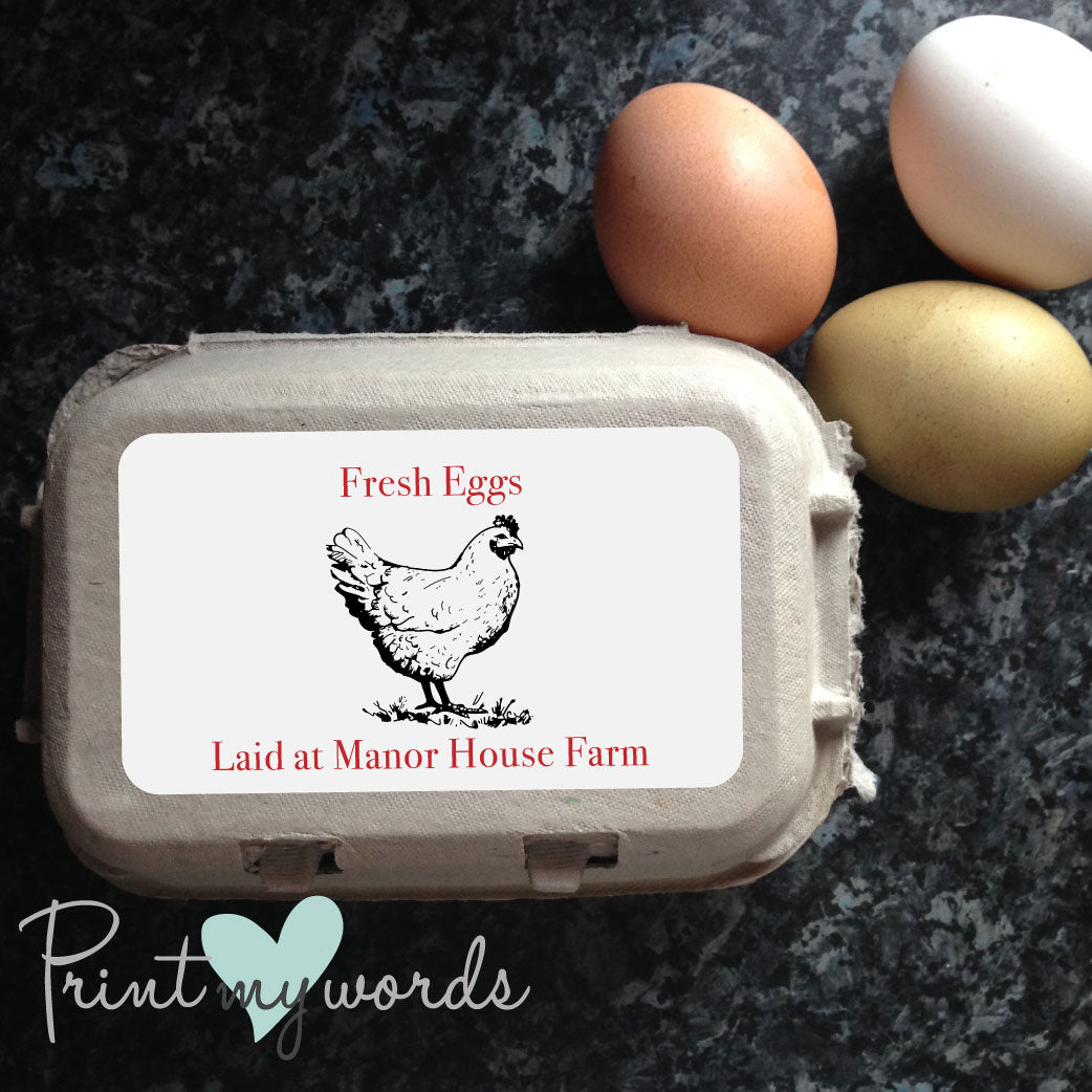 Personalised “Fresh Eggs. Laid At…” Egg Box Labels – Custom Farm Name Stickers