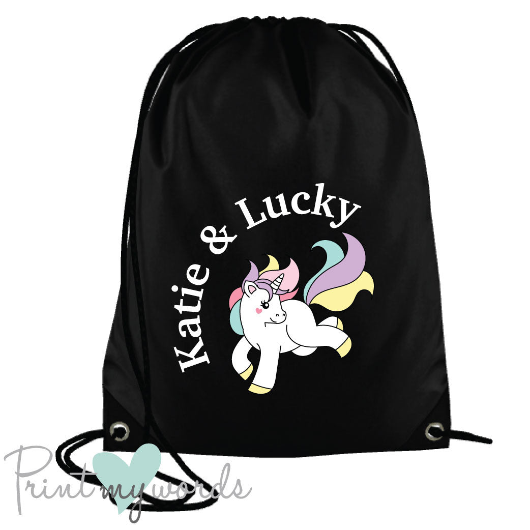 Personalised Unicorn Equestrian Drawstring Bag
