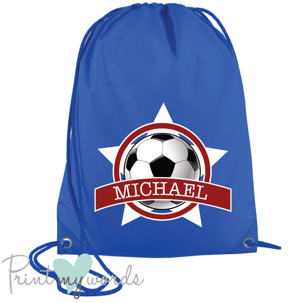 Children's Personalised Football P.E. Drawstring Bag