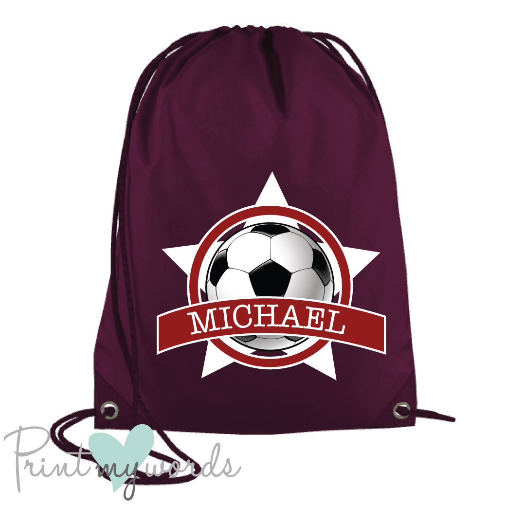 Children's Personalised Football P.E. Drawstring Bag