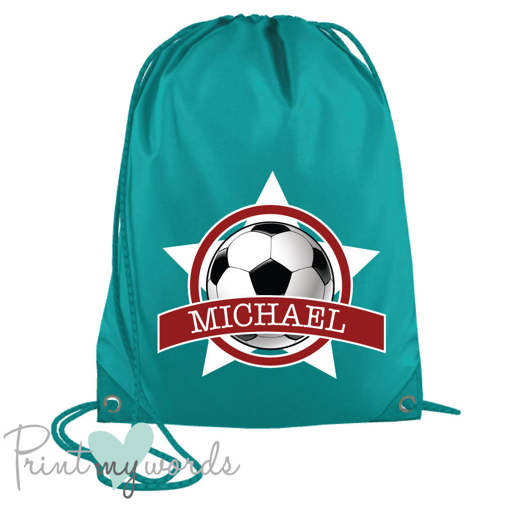 Children's Personalised Football P.E. Drawstring Bag